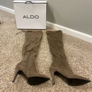 ALDO Taupe Suede Over-the-Knee Boots